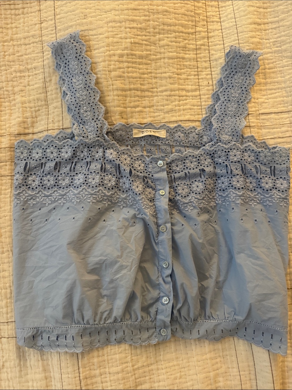Doen baby blue Eyelet  Button-Front Camisole